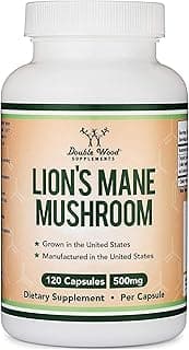 Organic Lions Mane Mushroom Capsules (120 Count), for Focus Support and Immune Health, Third Party Tested and Grown in The USA - by Double Wood