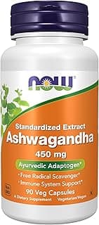 NOW Supplements, Ashwagandha (Withania somnifera) 450 mg (Standardized Extract), 90 Veg Capsules