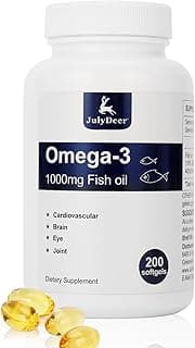 Fish Oil Omega 3 Concentrate Supplement 1000 mg, Rich in EPA and DHA, Supports Heart, Joint, Brain, and Eye Health, Promotes Overall Well-Being, Strengthens The Immune System, Non-GMO | 200 softgels