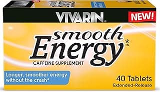 Vivarin Smooth Energy Extended Release Caffeine Tablets, 200mg, Focus, Alertness & Mental Clarity, Non-Habit Forming Energy Supplement, Sugar & Calorie Free, 40 Count