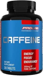 ProLab Caffeine Tablets 200mg - 200ct | Energy Support, Helps Enhance Endurance & Mental Focus, Reduce Fatigue, Pre-Workout, Extra Strength