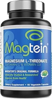 Magtein - Magnesium L-Threonate Supplement, Memory, Focus, Sleep & Brain Health Formula for Men & Women, Cognitive Support for Adults, Clinically Researched - 60 Veg Capsules