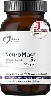 Designs for Health NeuroMag Bioavailable Magnesium L-Threonate - Chelated Magnesium Supplement from Magtein for Brain Health & Cognitive Function, Support Focus & Sleep* (90 Vegan Capsules)