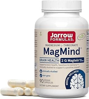Jarrow Formulas Magnesium L-Threonate, MagMind Magtein Magnesium Supplement, Brain Supplements for Memory Support, 90 Veggie Capsules, Up to a 30 Day Supply