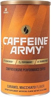 CAFFEINE ARMY Caramel Macchiato | Functional Coffee with Collagen Peptides, MCTs, CoQ10 and Adaptogens: Clean Energy, Supports Daily Attention, No Jitters or Crash (13.4 oz 38 Servings)