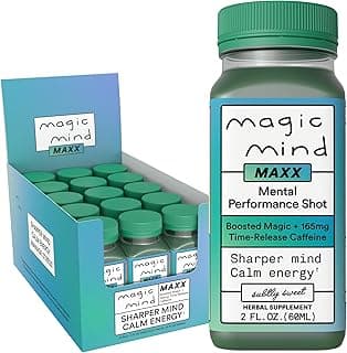 Magic Mind Maxx Energy & Focus Nootropic Shot, 165mg Caffeine, Lion's Mane, Ashwagandha & Citicoline, Cognitive Support & Mental Performance, 5x Absorption, 2oz (15 Pack)