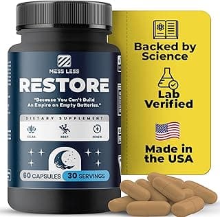 Restore Nighttime Recovery – Melatonin-Free Natural Sleep Supplement to Calm the Mind, Rebuild the Body & Boost Next-Day Clarity | Magnesium Glycinate, Shoden® Ashwagandha, L-Theanine, GABA